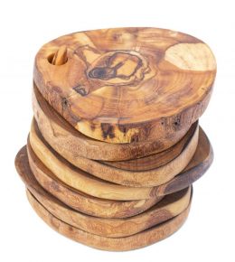 Olive Wood Natural Shape Coaster Set