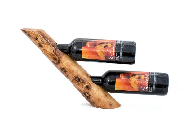 Olive Wood Wine Bottle Stand (Double Slot)