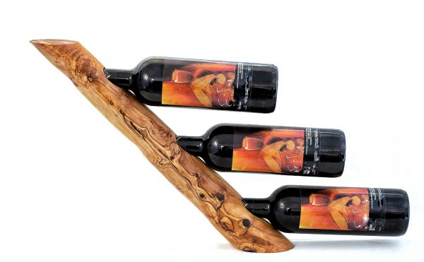 Olive Wood Wine Bottle Stand (Triple Slot)