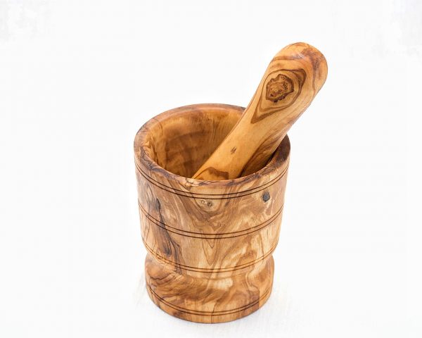 Olive Wood Tall Mortar & Pestle 10