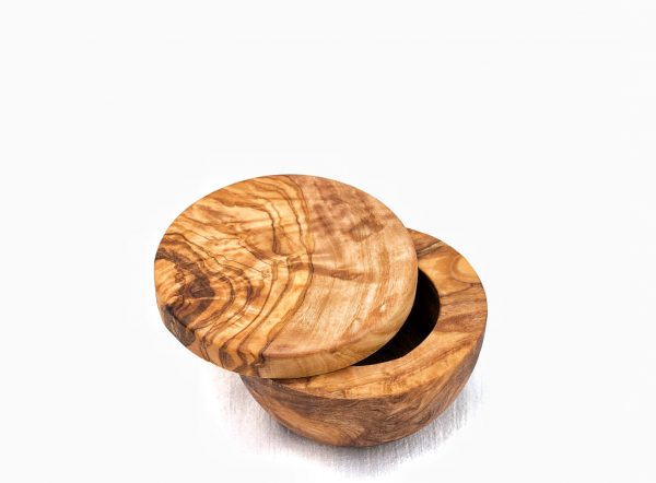 Olive Wood Magnetic Salt Container