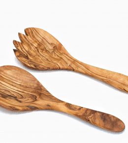 Olive Wood Short and Wide Salad Server / Set of two